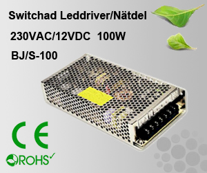 Switchad Leddriver/Nätdel 230VAC/12VDC 100W