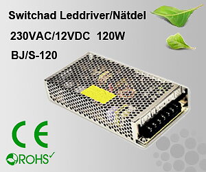 Switchad Leddriver/Nätdel 230VAC/12VDC 120W