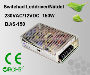 Switchad Leddriver/Nätdel 230VAC/12VDC 150W