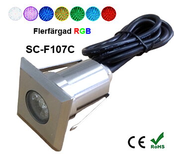 Inground Lampa 2W Kvadratisk RGB