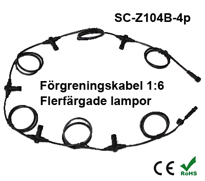 Förgreningskabel 1:6 till Flerfärgade RGB Decklight / Inground & Trädgårdslampor