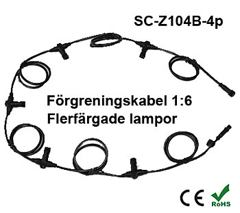 Förgreningskabel 1:6 till Flerfärgade RGB Decklight / Inground & Trädgårdslampor