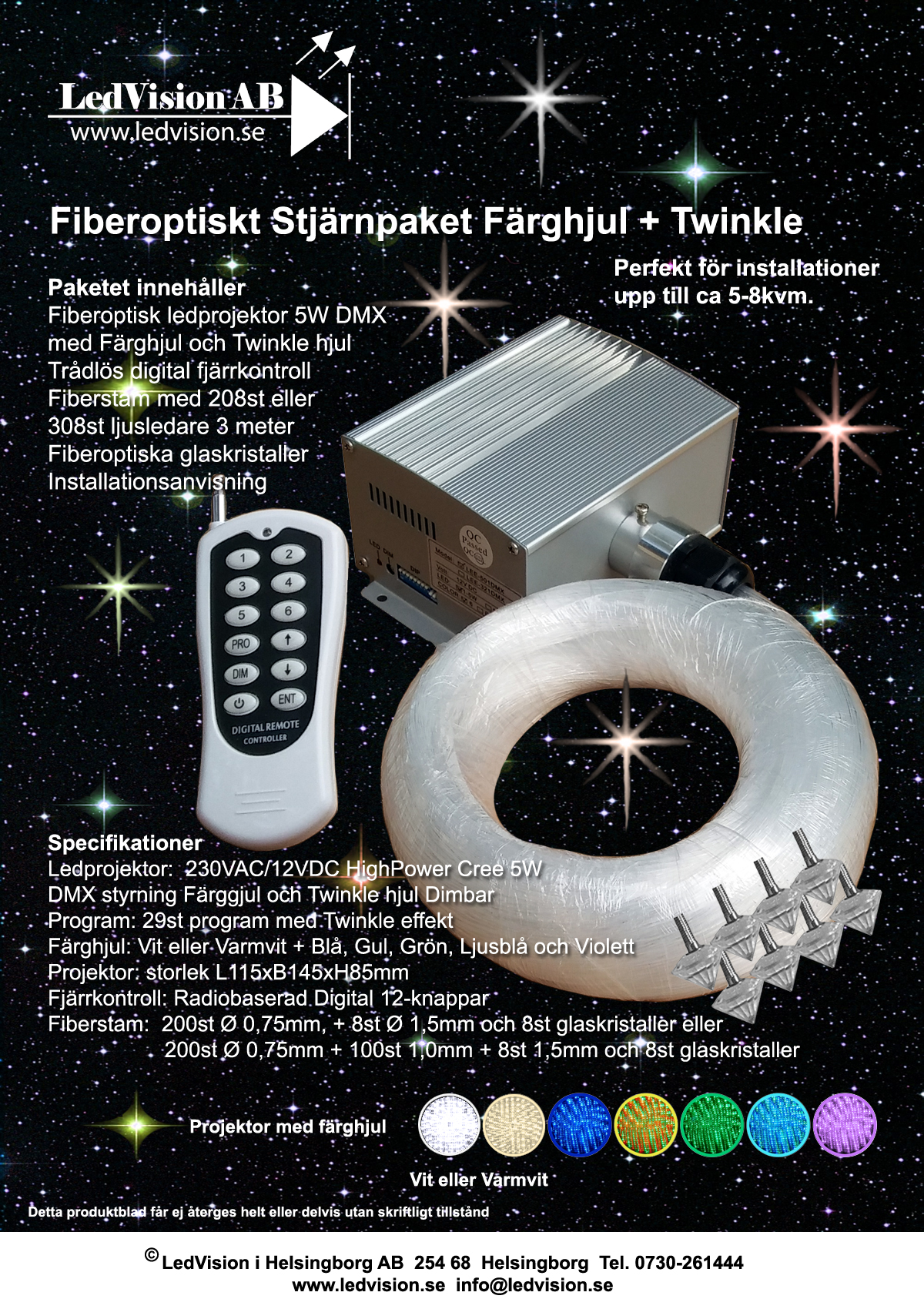 Stjärnhimmelpaket 5W DMX Twinkle Dimbar Ledprojektor 5kvm - 2