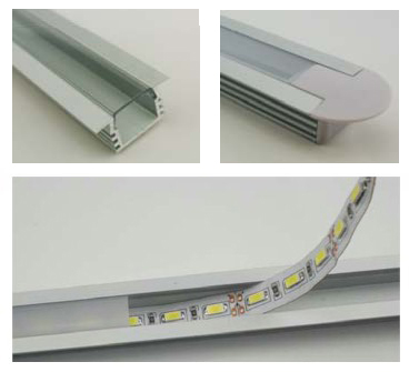 Aluminiumprofil för ledtejp infälld Hög - 2