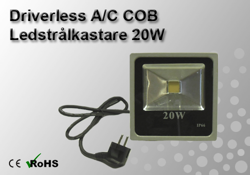 Ledstrålkastare Slimline "Driverless" 20W - 2