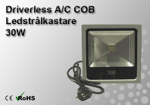 Ledstrålkastare Slimline "Driverless" 30W - 2