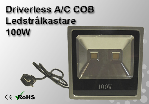 Ledstrålkastare Slimline "Driverless" 100W - 2