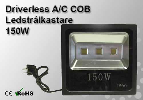 Ledstrålkastare Slimline "Driverless" 150W - 2
