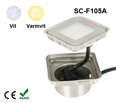 Inground Lampa 0,6W Kapslad  Kvadratisk Vit/Varmvit