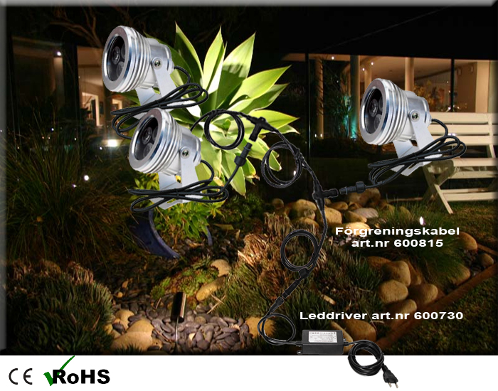 Led Trädgårdslampa HighPower 3x1W - 2