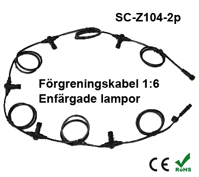 Förgreningskabel 1:6 till Enfärgade Decklight / Inground & Trädgårdslampor