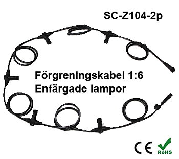 Förgreningskabel 1:6 till Enfärgade Decklight / Inground & Trädgårdslampor