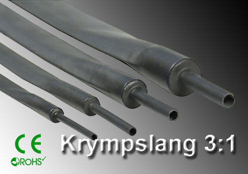 Svart Krympslang 3:1 Polyolefin Smältlim