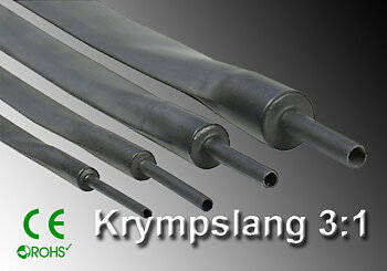 Svart Krympslang 3:1 Polyolefin Smältlim