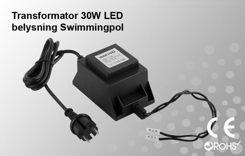 Skyddstransformator 230VAC/12VAC 30W Poolbelysning