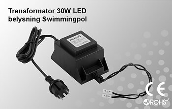 Skyddstransformator 230VAC/12VAC 30W Poolbelysning