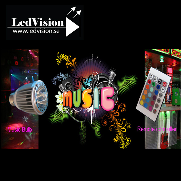 Ledlampa RGB E27 Musikstyrd - 2