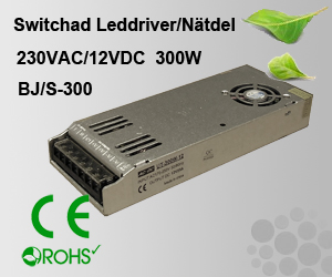 Switchad Leddriver/Nätdel 230VAC/12VDC 300W
