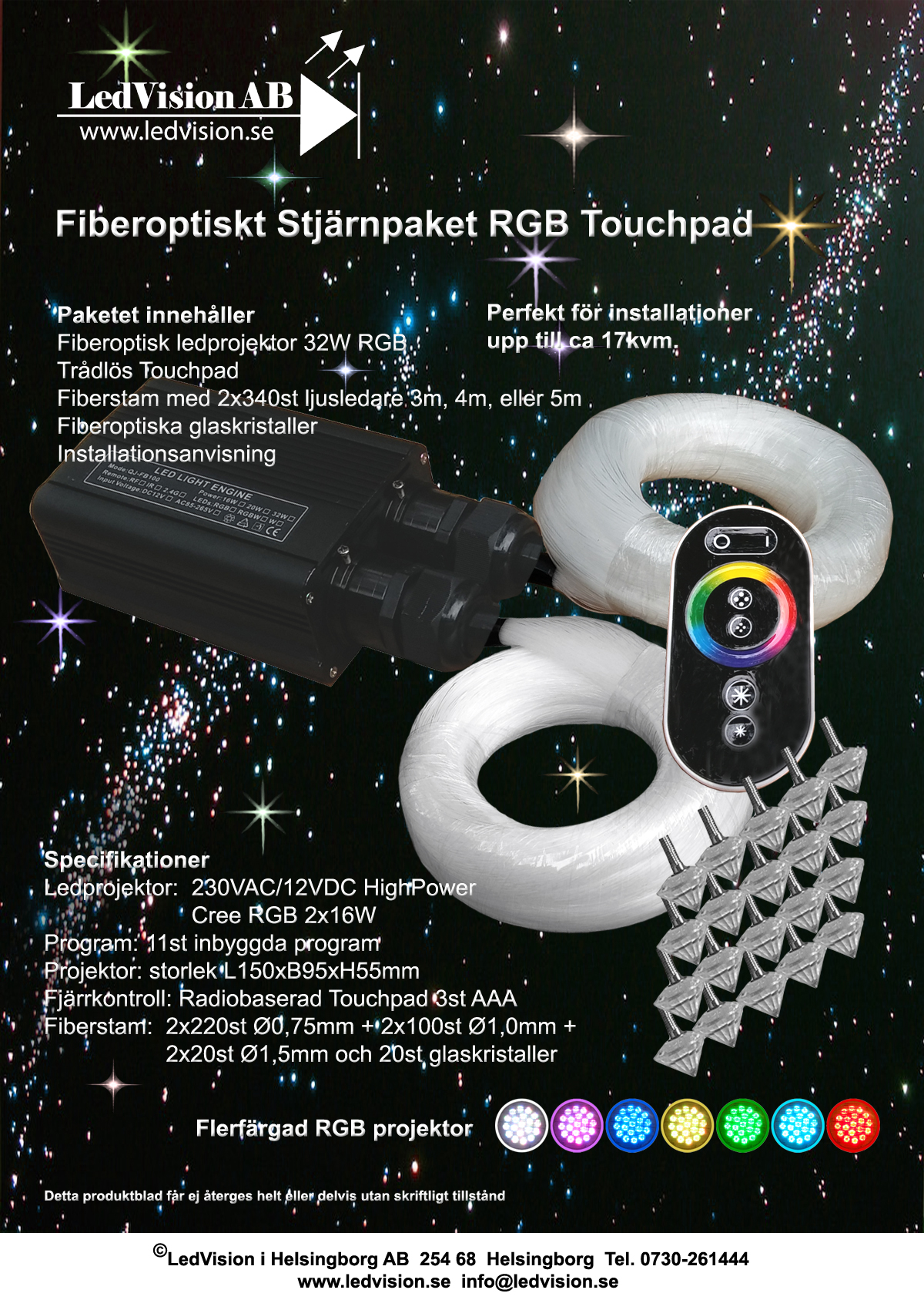 Stjärnhimmelpaket 32W RGB Dubbel Ledprojektor 17kvm - 2