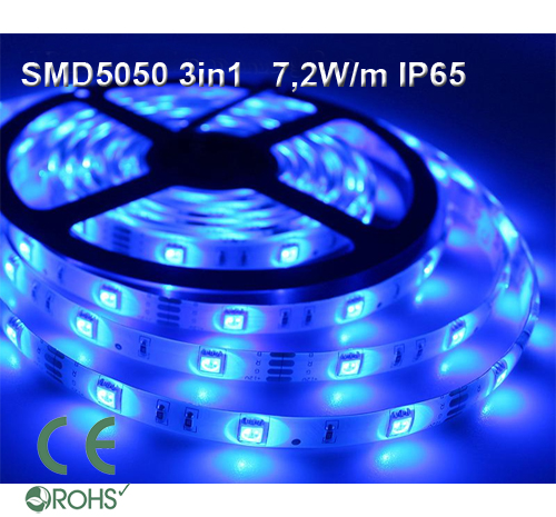 Ledtejp SMD5050 3in1 7,2W/m Blå Ljusfärg