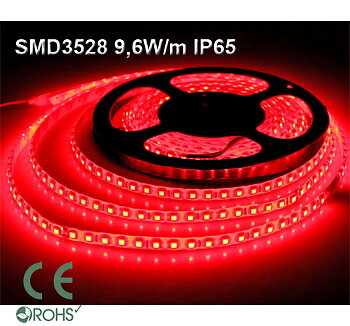 Ledtejp SMD3528 9,6W/m Röd Ljusfärg