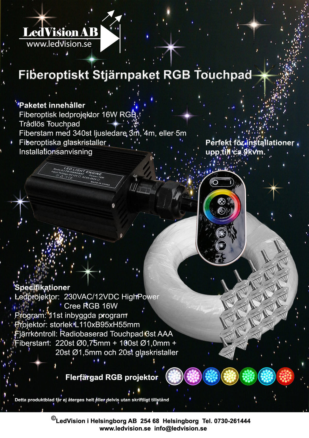 Stjärnhimmelpaket 16W RGB Touchpad 8kvm - 2