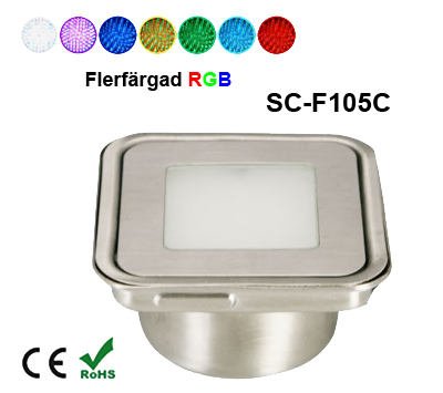 Inground Lampa 0,9W Kapslad  Kvadratisk RGB - 2