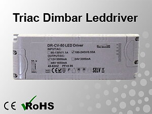 Triac Dimbar Leddriver/Nätdel 230VAC/12VDC 80W