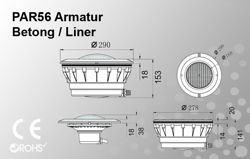 PAR56 Armatur Betong/Liner - 3