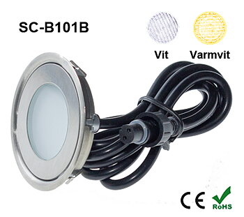 Deck/Floorlight Lampa 0,5W Ultra Thin Vit/Varmvit