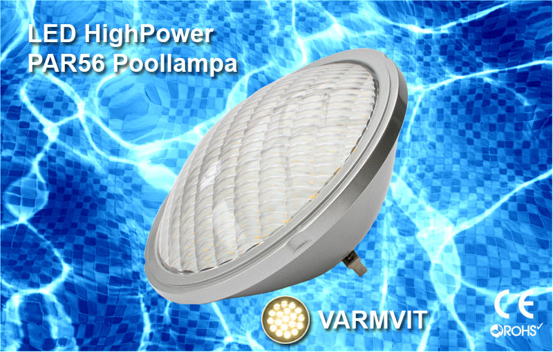 Poolbelysning PAR56 HighPower Varmvit Rostfritt lamphus