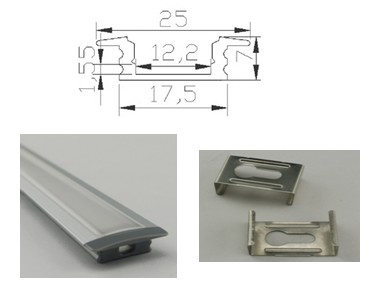 Aluminiumprofil för ledtejp Infälld Låg "Snap In Glas" - 2