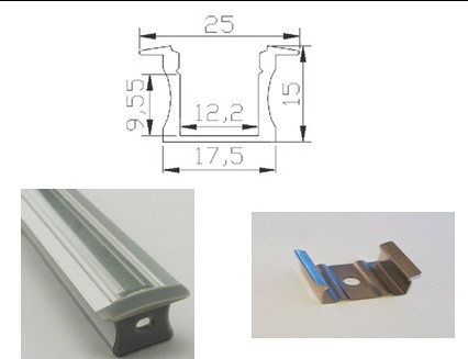 Aluminiumprofil för ledtejp Infälld Hög "Snap In Glas" - 2