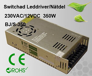 Switchad Leddriver/Nätdel 230VAC/12VDC 350W