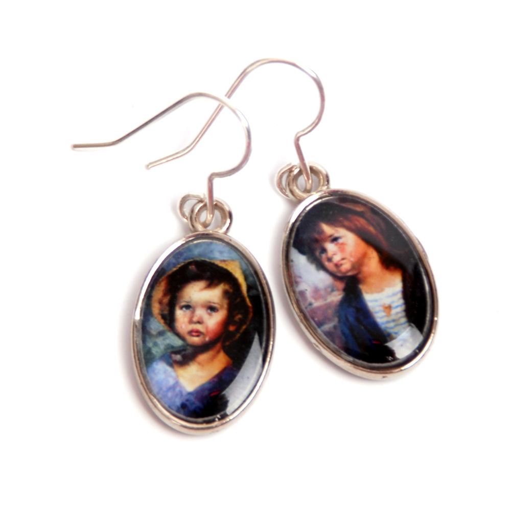 Earrings Crying Children Kitsch