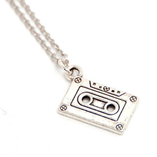 Halsband Kassettband (silver)