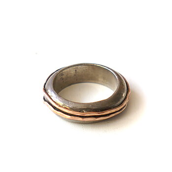 Ring med band, Sterling silver och 14kt guld