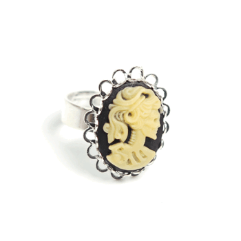 Ring Sweet Skull Cameo (silver/benvit)