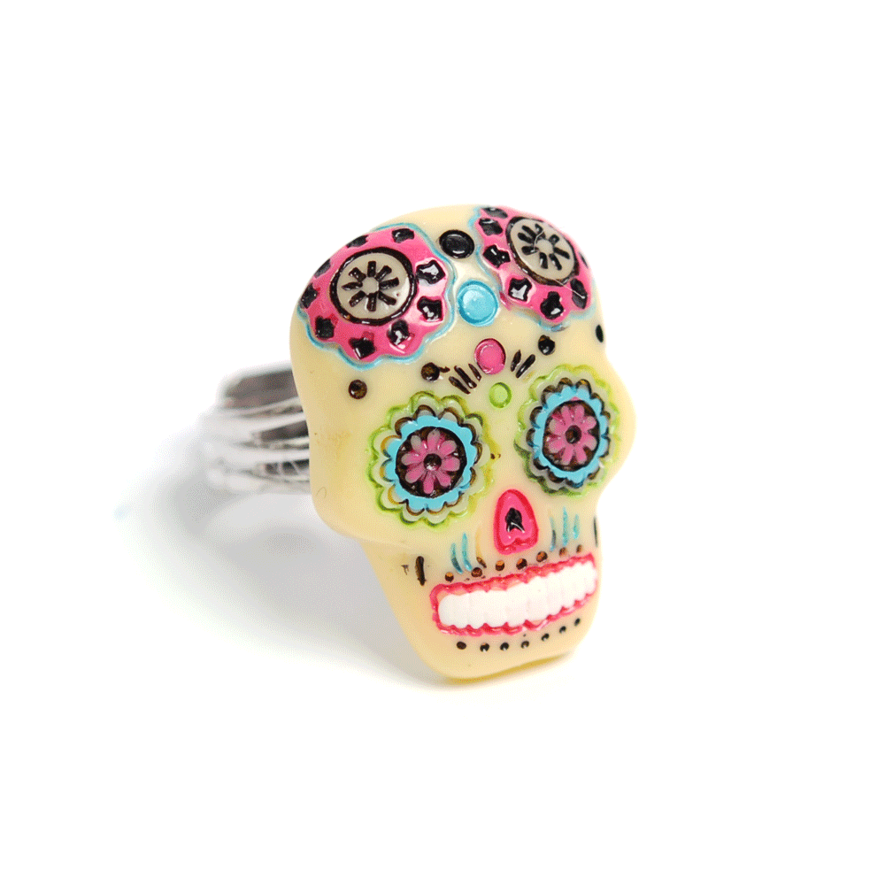 Ring Sugar Skull (yellow)