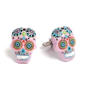 Cufflinks Sugar Skull (pink)