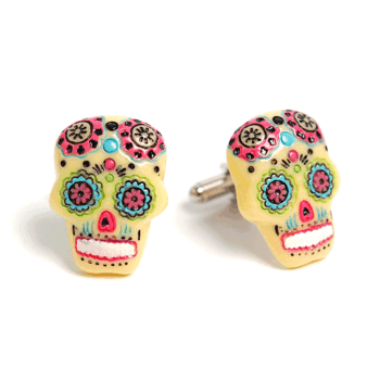 Kalvosinnappeja Sugar Skull (keltainen)