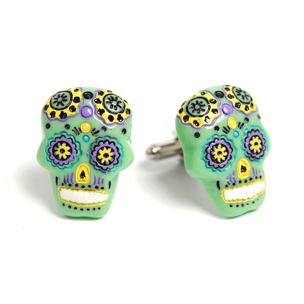 Kalvosinnappeja Sugar Skull (vihreä)