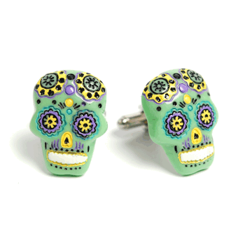 Kalvosinnappeja Sugar Skull (vihreä)