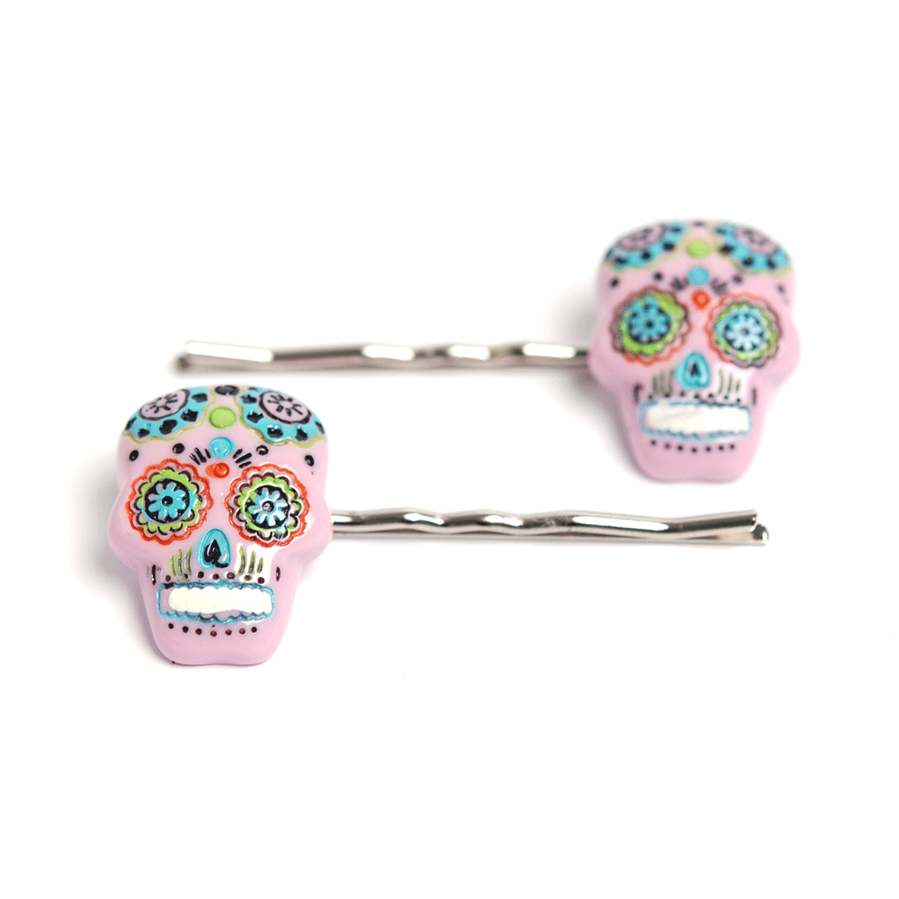 Hiuspinni Sugar Skull (pinkki) 2kpl