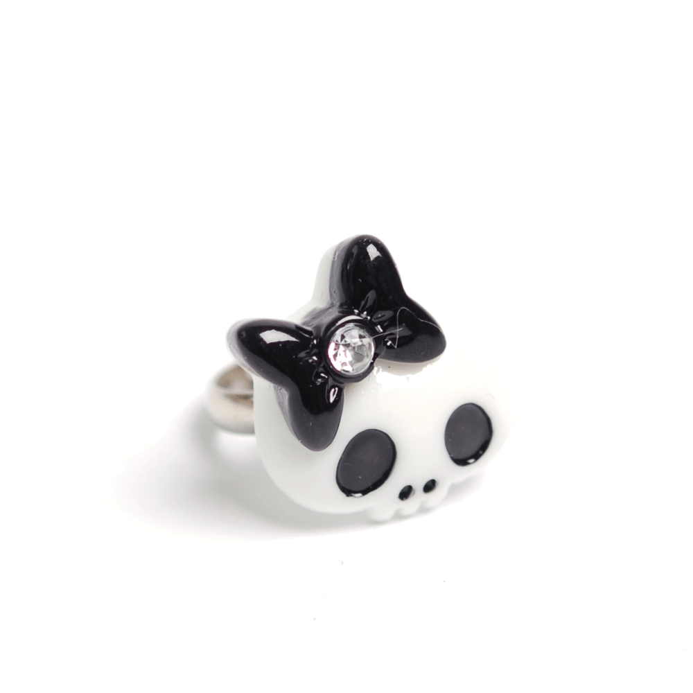 Kids Ring Skull bow (white)