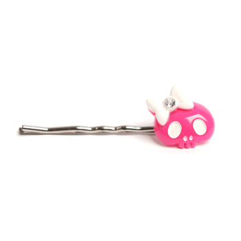 Hairpin Skull bow (pink)