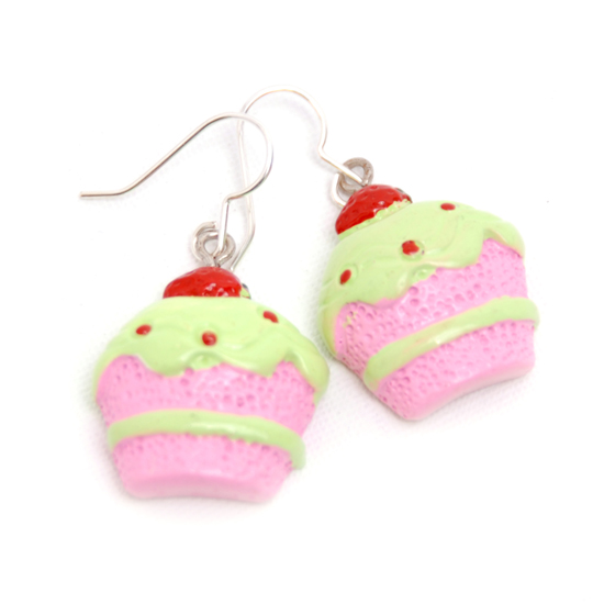 Earrings Cupcake (lime/pink)