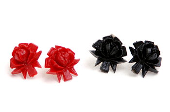 Earrings Rose (black/red/white)