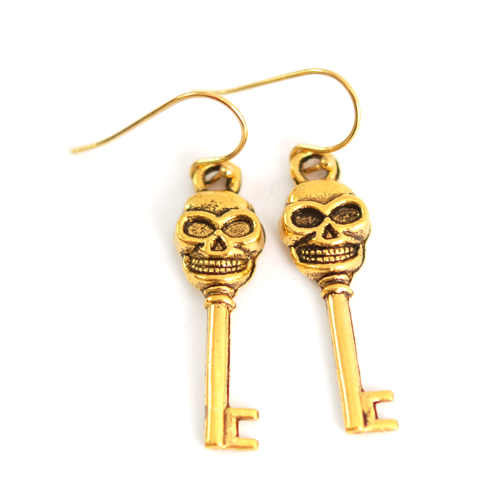 Earrings Skull Key (gold)