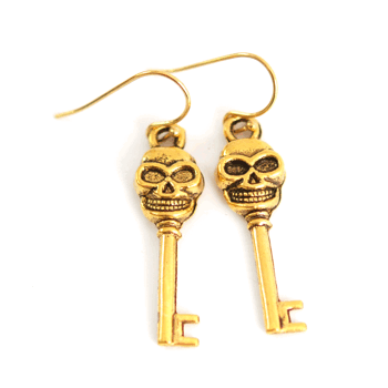 Earrings Skull Key (gold)